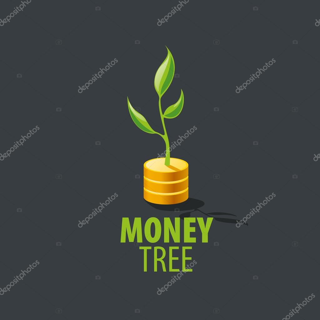 Logo design template money tree. Vector illustration