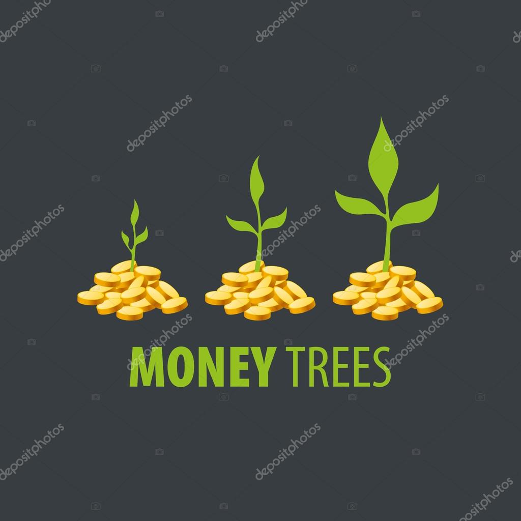 Logo design template money tree. Vector illustration