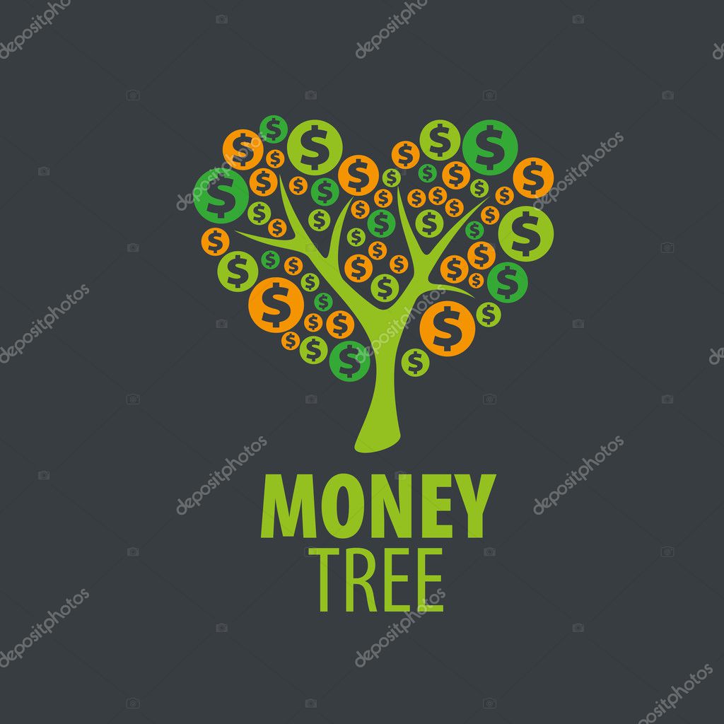 Logo design template money tree. Vector illustration