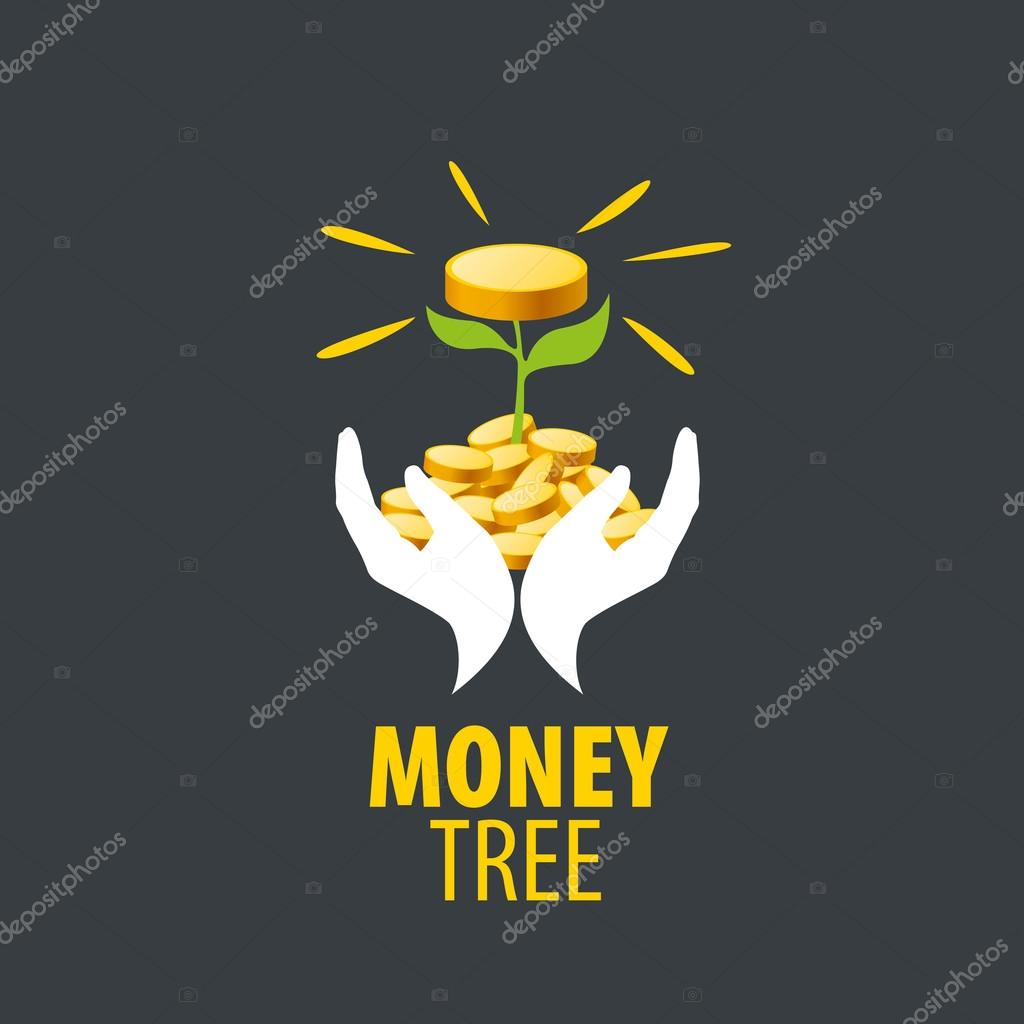 Logo design template money tree. Vector illustration