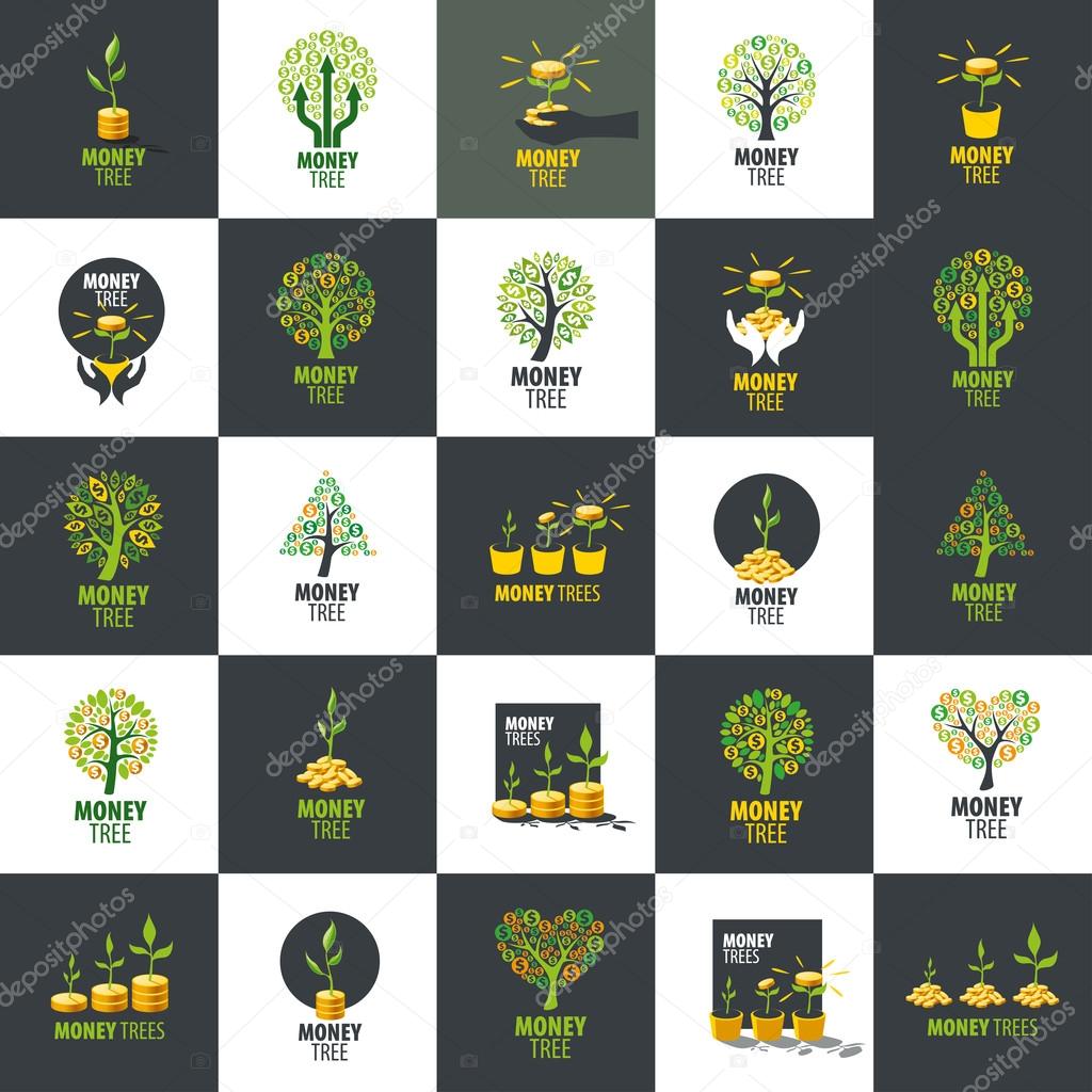 Logo design template money tree. Vector illustration