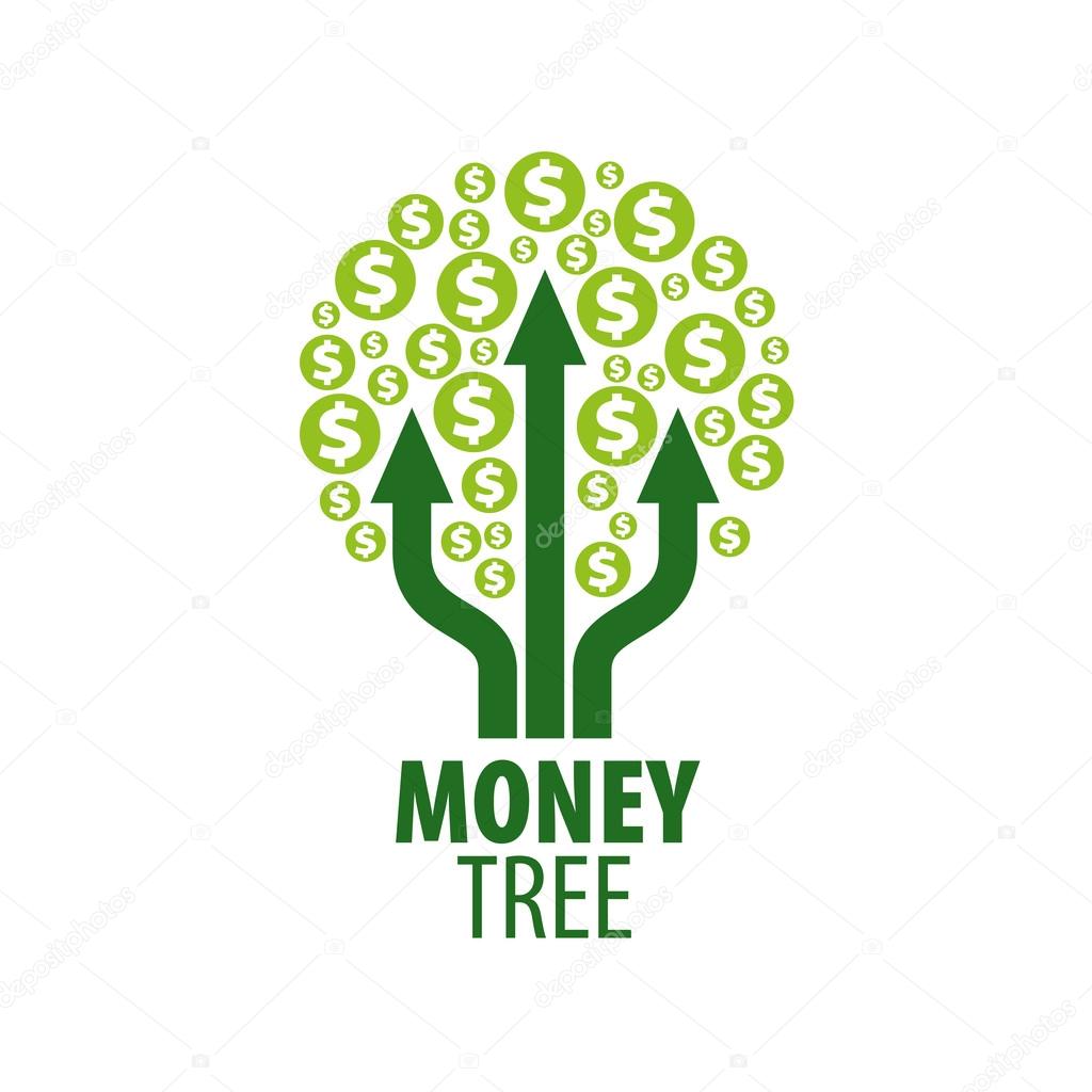 Logo design template money tree. Vector illustration