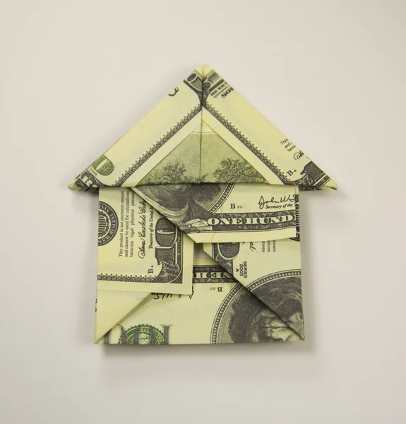 Origami money home — Stock Photo, Image