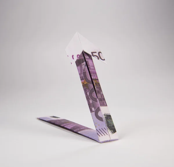 Euro arrow origami — Stock fotografie