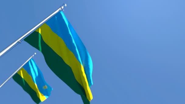 Národní vlajka Rwandy vlaje ve větru — Stock video
