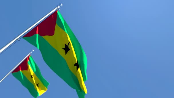 Державний прапор Сан - Томе і Принцип віє на вітрі. — стокове відео