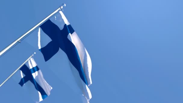 Bandeira nacional da Finlândia treme ao vento — Vídeo de Stock