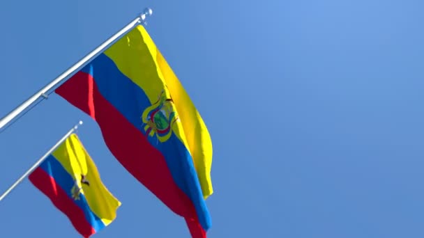 Η εθνική σημαία του Ισημερινού κυματίζει στον άνεμο — Αρχείο Βίντεο