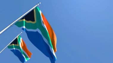 Güney Afrika 'nın ulusal bayrağı rüzgarda dalgalanıyor