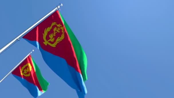 La bandera nacional de Eritrea ondea al viento — Vídeos de Stock