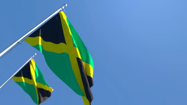 Die Nationalflagge Jamaikas flattert im Wind — Stockvideo