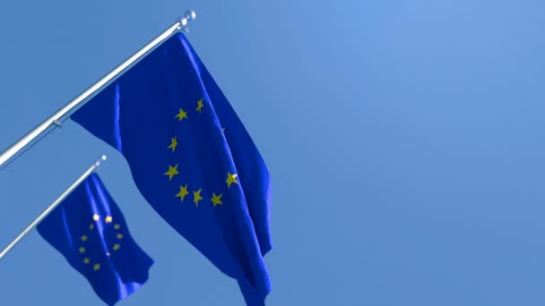 Die Flagge der Europäischen Union flattert im Wind — Stockvideo