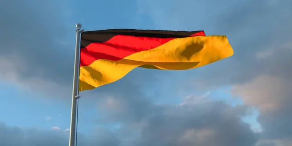 Representación en 3D de la bandera nacional de Alemania ondeando al viento — Foto de Stock