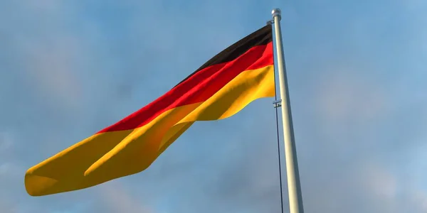 Almanya bayrağının rüzgarda dalgalanan 3D görüntüsü — Stok fotoğraf