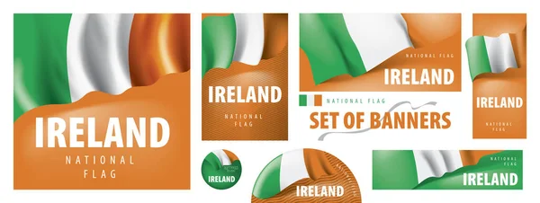 Conjunto de banderas vectoriales con la bandera nacional de Irlanda — Vector de stock