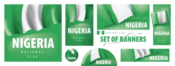 Conjunto de banderas vectoriales con la bandera nacional de Nigeria — Vector de stock