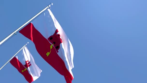 Gibraltars nationale flag flagrer i vinden – Stock-video