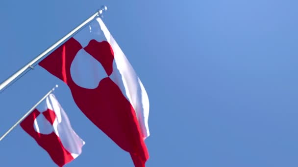 Bendera nasional Greenland berkibar-kibar dalam angin — Stok Video