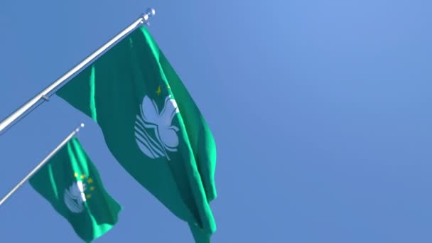 Державний прапор Макао віє на вітрі. — стокове відео