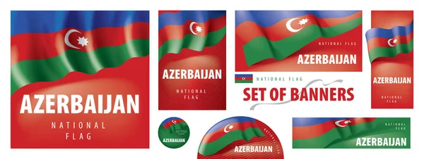 Векторний набір прапорів з національним прапором Азербайджану. — стоковий вектор