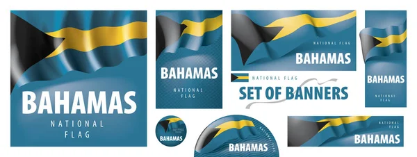 Conjunto de banderas vectoriales con la bandera nacional de las Bahamas — Vector de stock