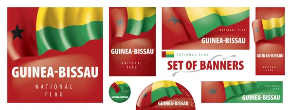 Conjunto de banderas vectoriales con la bandera nacional de Guinea Bissau — Vector de stock