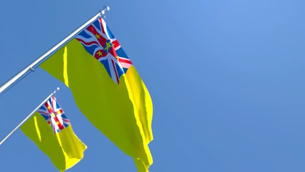 La bandiera nazionale di Niue sventola nel vento — Video Stock