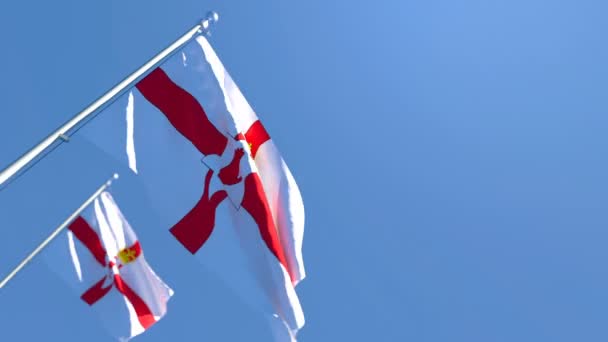 La bandiera nazionale dell'Irlanda del Nord sventola nel vento — Video Stock
