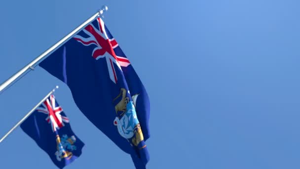 Národní vlajka Tristan da Cunha vlaje ve větru — Stock video