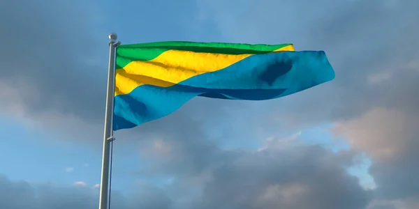 3d rendu du drapeau national du Gabon — Photo