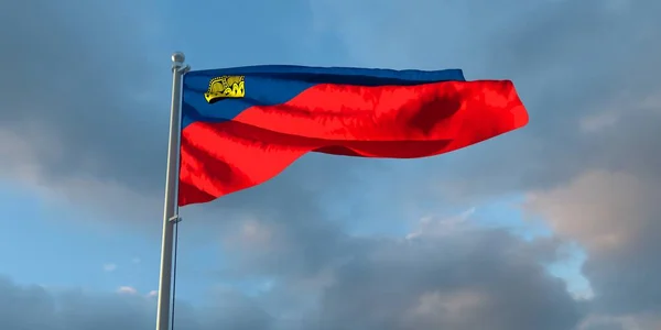 3d representación de la bandera nacional de Liechtenstein — Foto de Stock