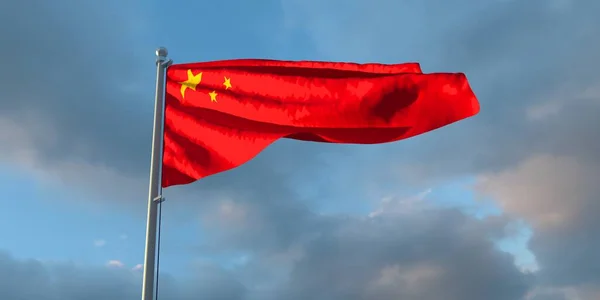 3D-Darstellung der Nationalflagge Chinas — Stockfoto