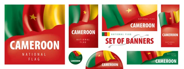 Conjunto de banderas vectoriales con la bandera nacional del Camerún — Vector de stock