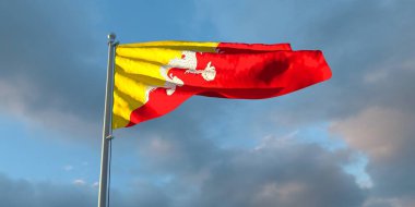 Bhutan 'ın ulusal bayrağının 3D yorumlanması