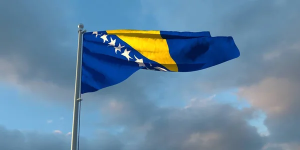 Bosna-Hersek 'in ulusal bayrağının 3D yorumlanması — Stok fotoğraf