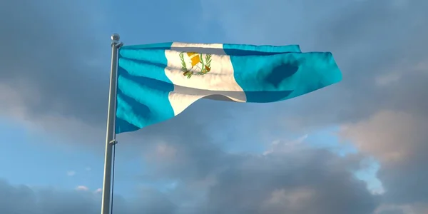 3D-tolkning av Guatemalas nationella flagga — Stockfoto