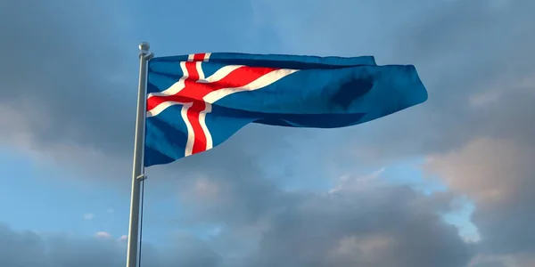 3d rendu du drapeau national de l'Islande — Photo