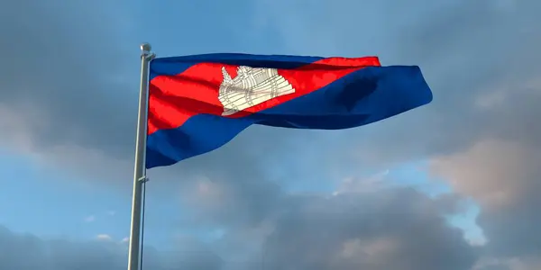 3d representación de la bandera nacional de Camboya — Foto de Stock