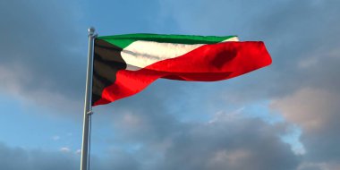 Kuveyt 'in ulusal bayrağının 3D yorumlanması