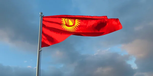 3d rendu du drapeau national du Kirghizistan — Photo
