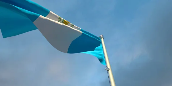 A guatemalai nemzeti zászló 3d. — Stock Fotó