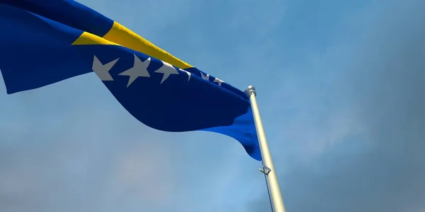Bosna-Hersek 'in ulusal bayrağının 3D yorumlanması — Stok fotoğraf