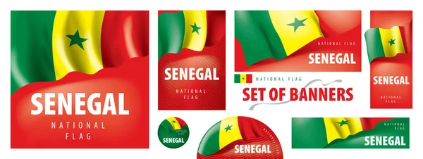 Vector set of banners with the national flag of the Senegal — Stock Vector