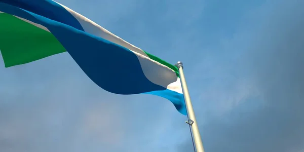 A Sierra Leone nemzeti lobogójának 3D-s bemutatása — Stock Fotó