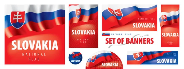 Conjunto de bandeiras vetoriais com a bandeira nacional da Eslováquia —  Vetores de Stock