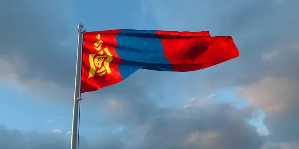 3d renderização da bandeira nacional da Mongólia — Fotografia de Stock