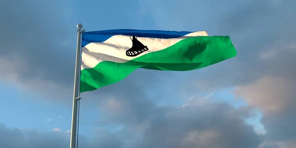 3d representación de la bandera nacional de la Lesotho — Foto de Stock