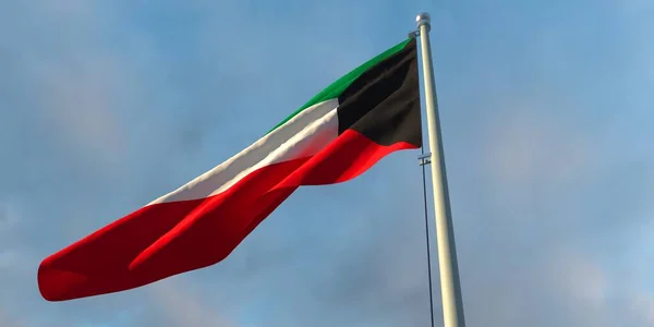 3D-återgivning av Kuwaits nationella flagga — Stockfoto