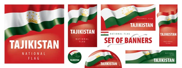 Векторний набір прапорів з національним прапором Таджикистану. — стоковий вектор