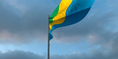 Gabon 'un ulusal bayrağının 3D canlandırması